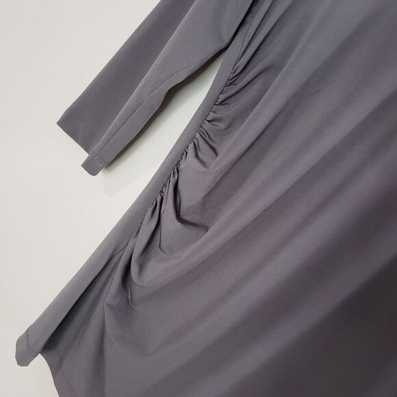 🦋3/$25 Liz Claiborne Small Gray Ruched 3/4 Sleeve Tunic Top With Sequence - Picture 3 of 8